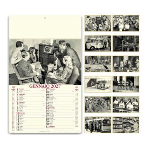 calendario come eravamo mensile 12 fogli carta avorio testata rinforzata personalizzabile
