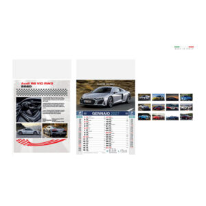 calendario motori mensile 12 fogli carta patinata testata termosaldata personalizzabile