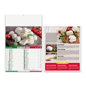 calendario prodotti tipici mensile 12 fogli carta patinata testata termosaldata personalizzabile