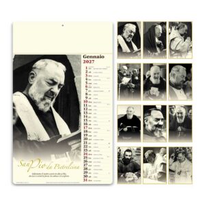 calendario san pio mensile 12 fogli carta avorio testata rinforzata personalizzabile