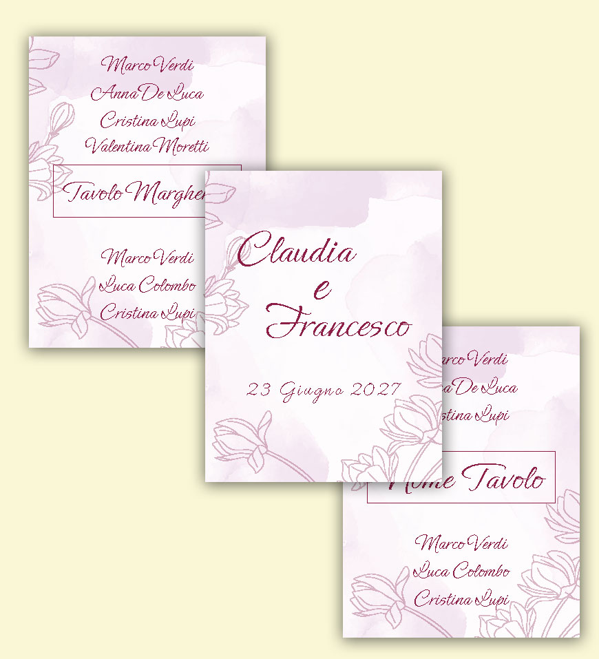 Tableau Mariage Componibile "Fiori Rosa" - immagine 2