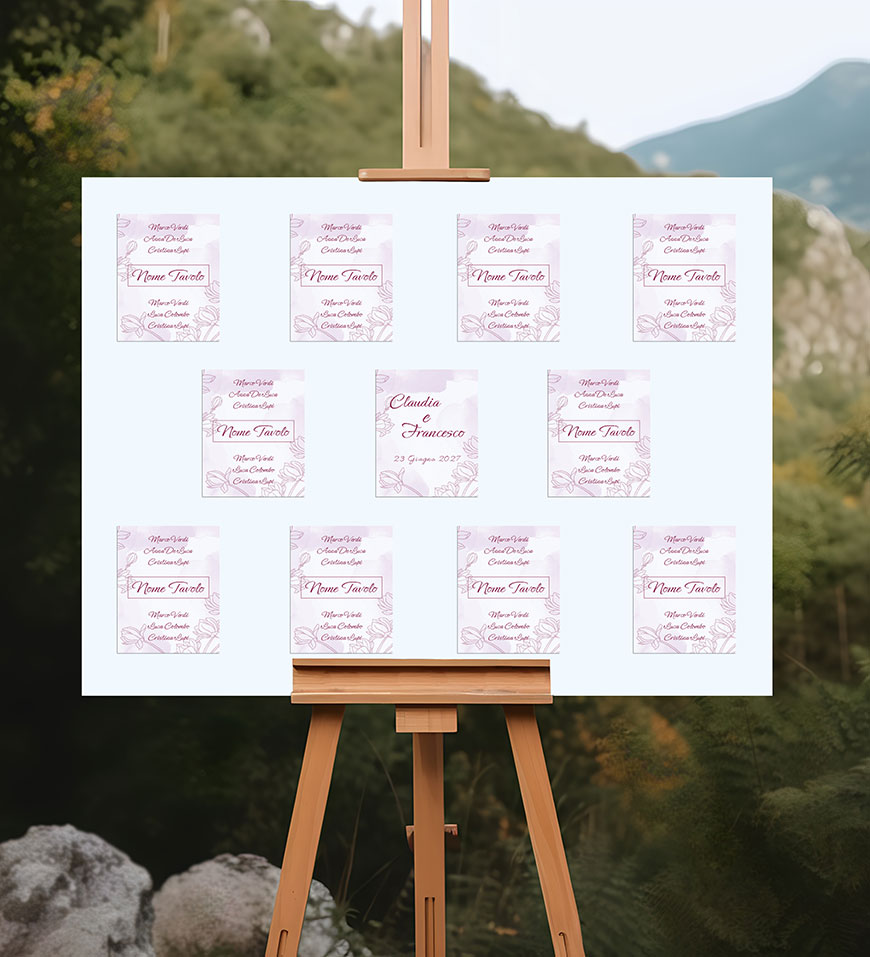 Tableau Mariage Componibile "Fiori Rosa"
