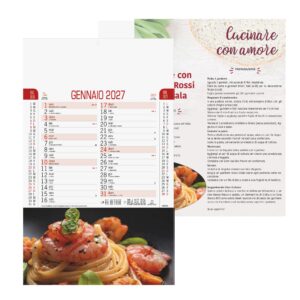 calendario gastronomia trimestrale 12 fogli retro carta patinata testata pressofusa