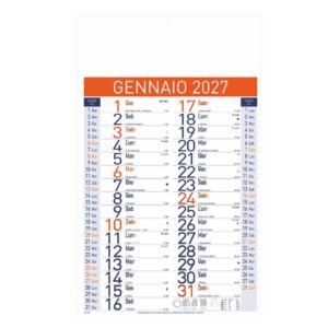 calendario olandese da parete arancio trimestrale light 12 fogli