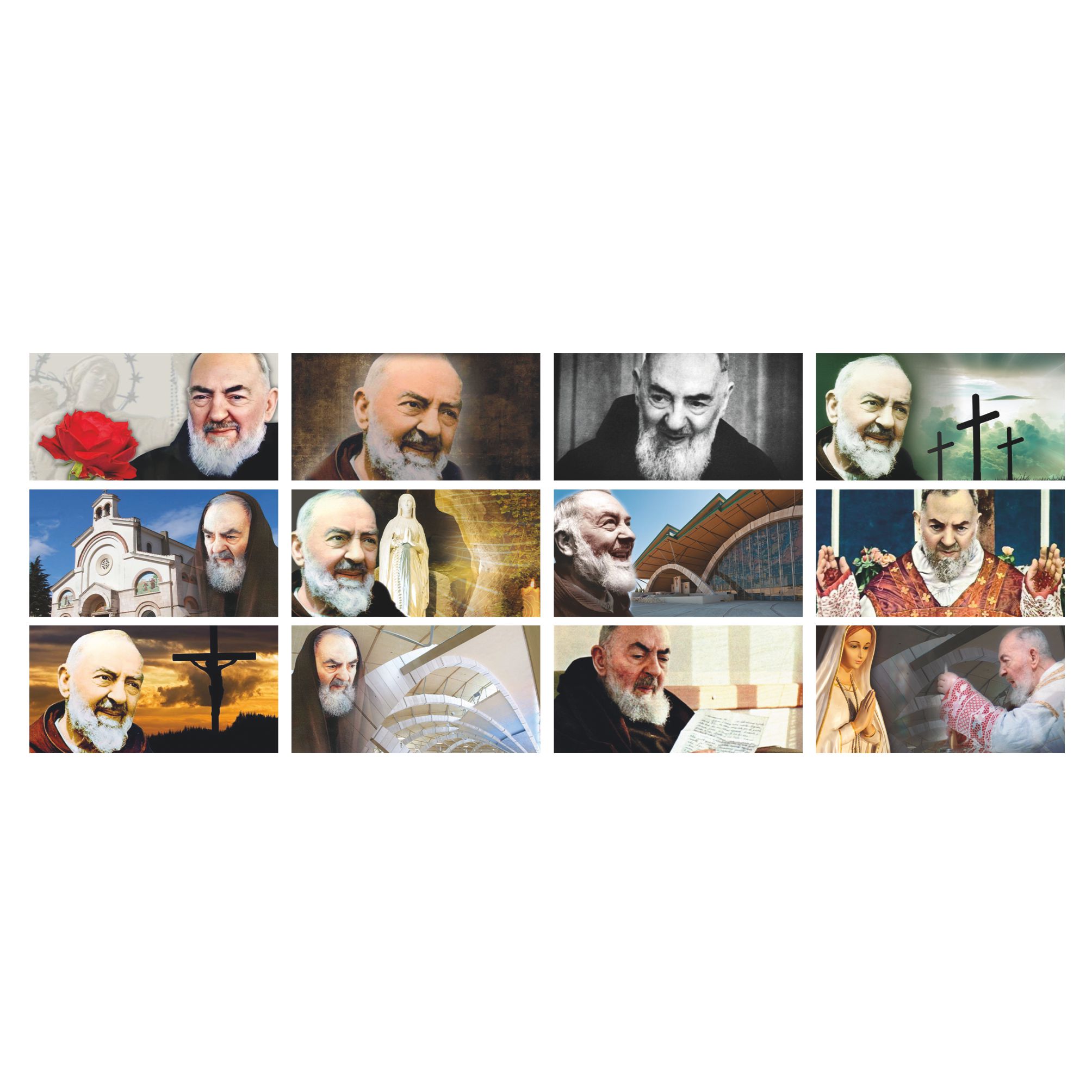 immagini interne del calendario san pio trimestrale 12 fogli retro carta patinata testata pressofusa