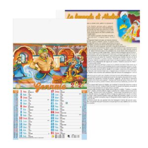 calendario fiabe trimestrale 12 fogli carta patinata retro illustrato testata personalizzabile