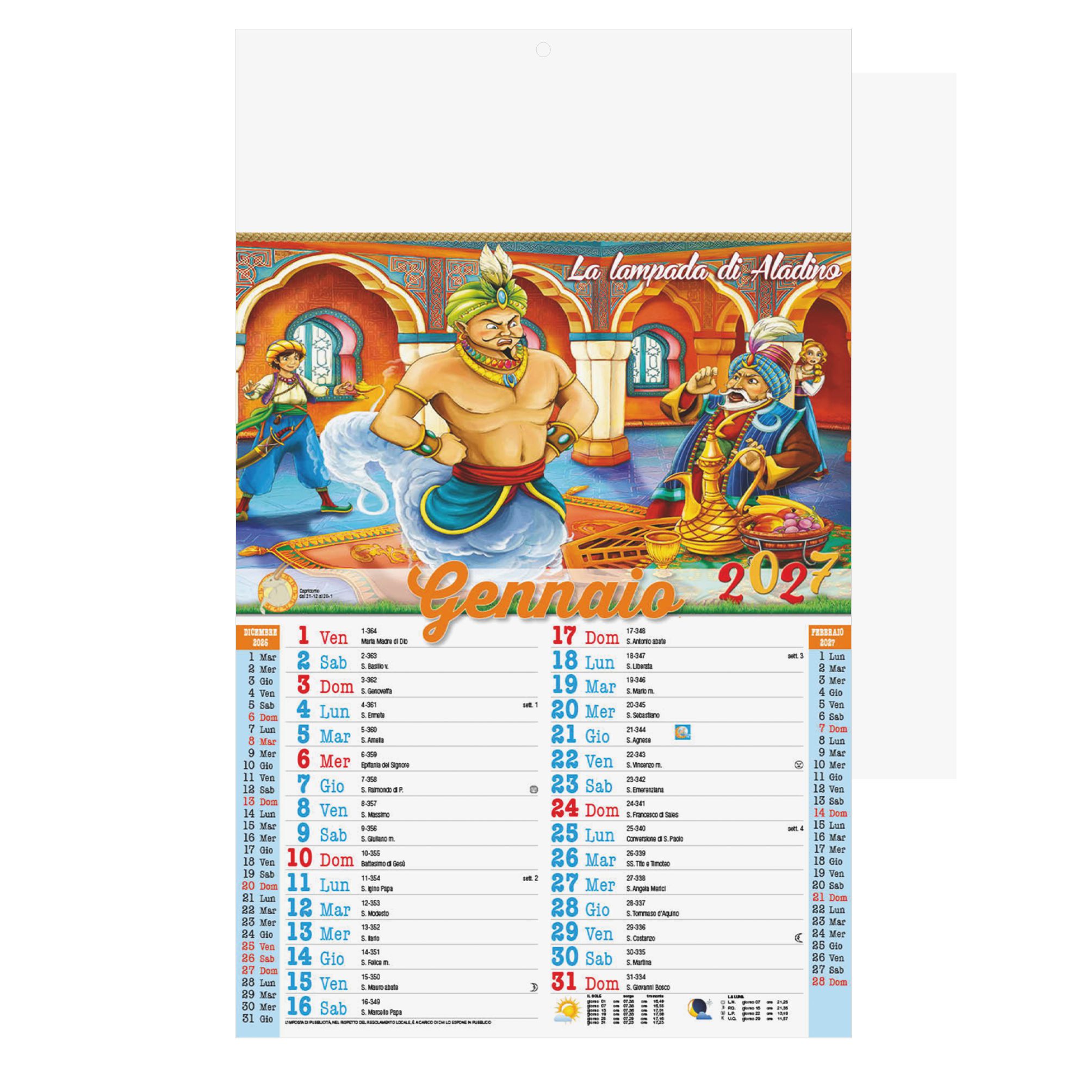 calendario fiabe trimestrale 12 fogli carta patinata retro illustrato testata personalizzabile