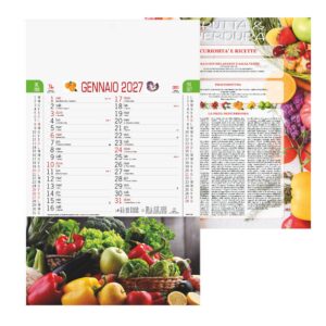 calendario frutta e ortaggi mensile 12 fogli retro carta patinata testata pressofusa