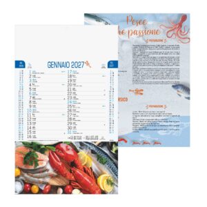 calendario pesce trimestrale 12 fogli carta patinata testata pressofusa personalizzabile