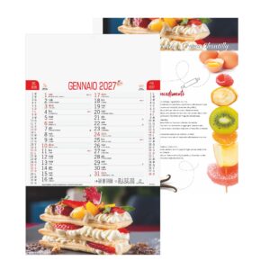 calendario dolci con ricettario trimestrale 12 fogli carta patinata testata pressofusa