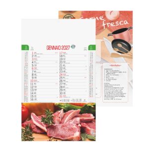 calendario carne con ricettario trimestrale 12 fogli carta patinata testata pressofusa