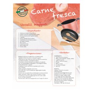 retro calendario carne con ricettario trimestrale 12 fogli carta patinata testata pressofusa