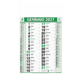 calendario olandese medio trimestrale verde 12 fogli testata pressofusa
