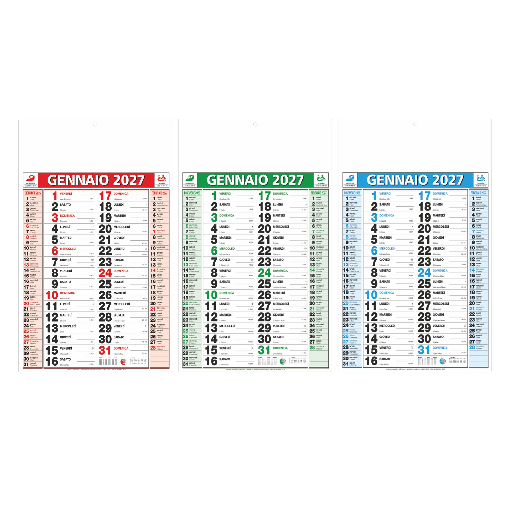 calendario olandese medio trimestrale 12 fogli testata pressofusa
