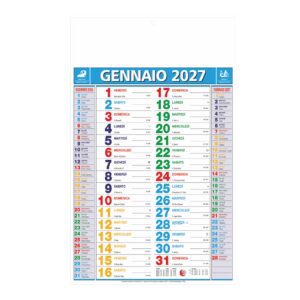 calendario olandese multicolor trimestrale 12 fogli carta patinata testata pressofusa personalizzabile