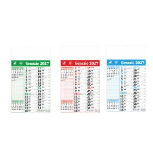 calendario olandese notes 12 fogli carta patinata testata pressofusa colori rosso verde blu
