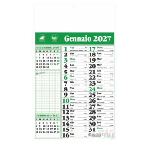 calendario olandese notes 12 fogli carta patinata testata pressofusa colore verde