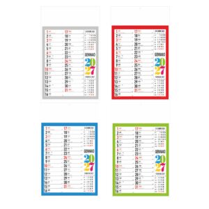 calendario svedese trimestrale 12 fogli con testata pressofusa personalizzabile colori blu verde rosso grigio