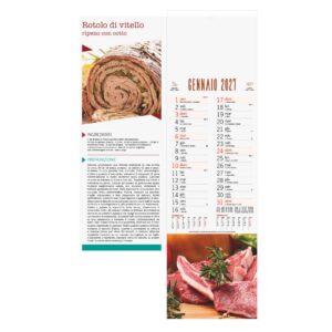 calendario carne olandese trimestrale 12 fogli carta patinata testata pressofusa personalizzabile