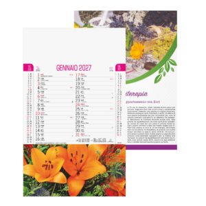 calendario fiori trimestrale 12 fogli carta patinata testata pressofusa personalizzabile