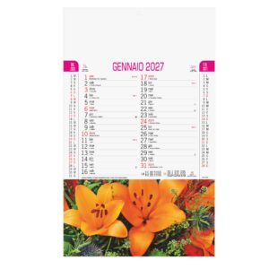 calendario fiori trimestrale 12 fogli carta patinata testata pressofusa personalizzabile