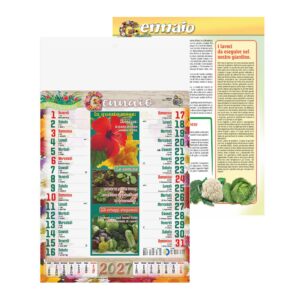 calendario orto e giardino trimestrale 12 fogli carta patinata testata pressofusa personalizzabile