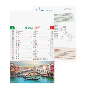 calendario citta d'italia trimestrale 12 fogli retro carta patinata testata pressofusa