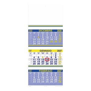 calendario trittico flux trimestrale 12 fogli carta patinata cursore evidenziagiorno