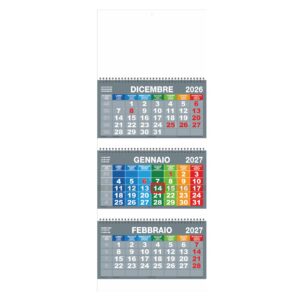calendario trittico con cursore 12 fogli carta patinata opaca testata rinforzata