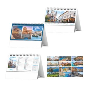 calendario paesaggi e citta da tavolo trimestrale 13 fogli carta patinata opaca piedino personalizzabile