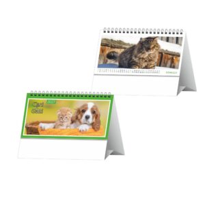 calendario da tavolo cani e gatti con spirale 12 fogli piedino personalizzabile
