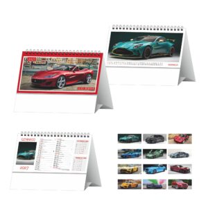 calendario da tavolo auto sportive con spirale 13 fogli piedino personalizzabile