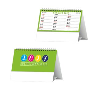 frontale calendario svedese da tavolo trimestrale 13 fogli carta patinata opaca piedino personalizzabile