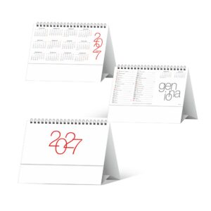 calendario da tavolo design trimestrale 13 fogli carta patinata opaca piedino personalizzabile