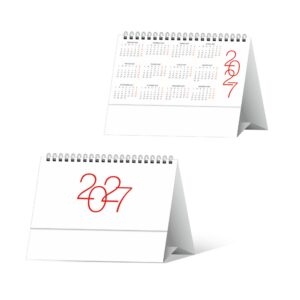 fronte retro del calendario da tavolo design trimestrale 13 fogli carta patinata opaca piedino personalizzabile