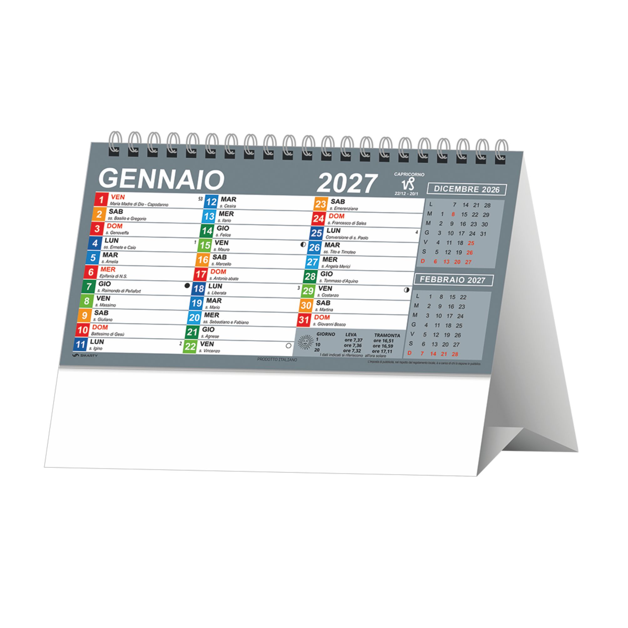 interno calendario my color da tavolo trimestrale 13 fogli carta patinata opaca piedino personalizzabile