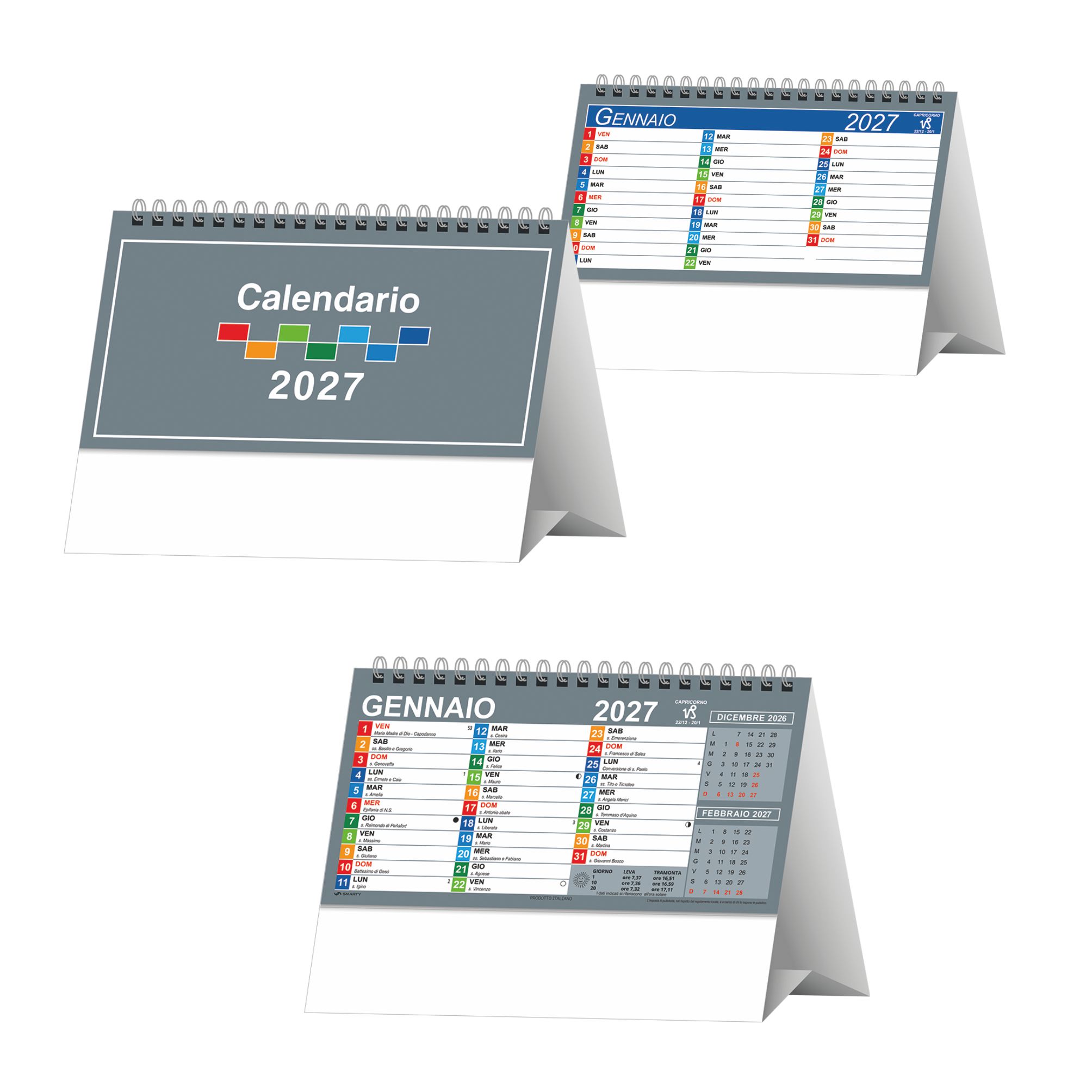 calendario my color da tavolo trimestrale 13 fogli carta patinata opaca piedino personalizzabile