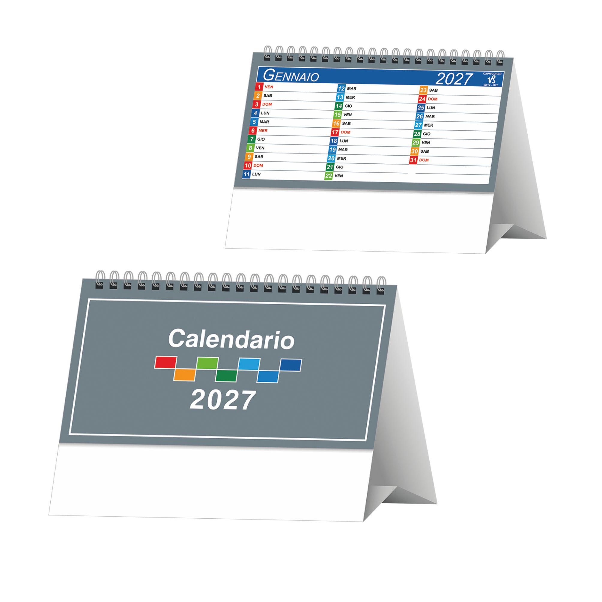 calendario my color da tavolo trimestrale 13 fogli carta patinata opaca piedino personalizzabile
