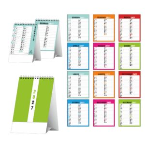 calendario da tavolo norvegese 13 fogli multicolore carta patinata opaca piedino personalizzabile