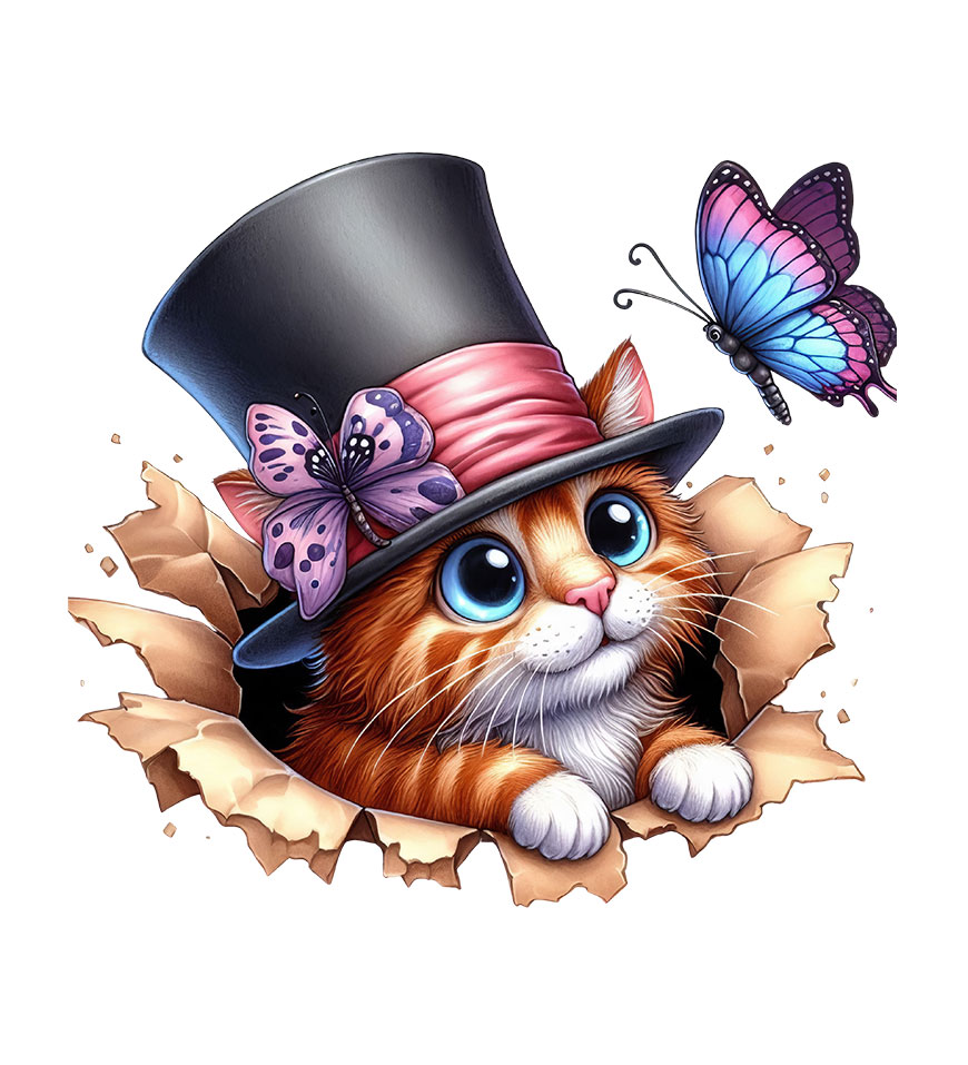 Wall Sticker Gatto e Farfalla: Adesivo Murale Decorativo - immagine 2