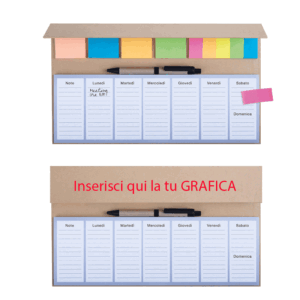 ECO Planning Blocco a righe in carta riciclata con penna e post-it multicolore