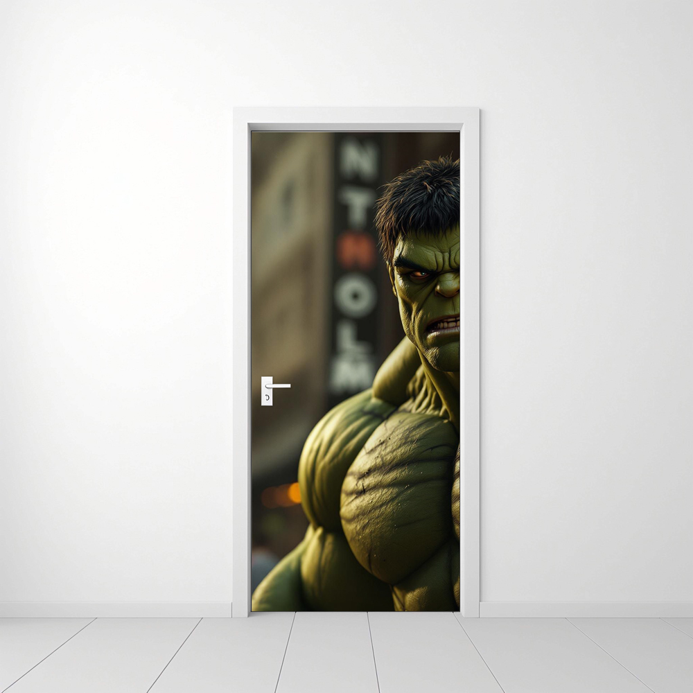 Hulk 1 - Rivestimento Per Porta adesivo in vinile con grafica del supereroe verde