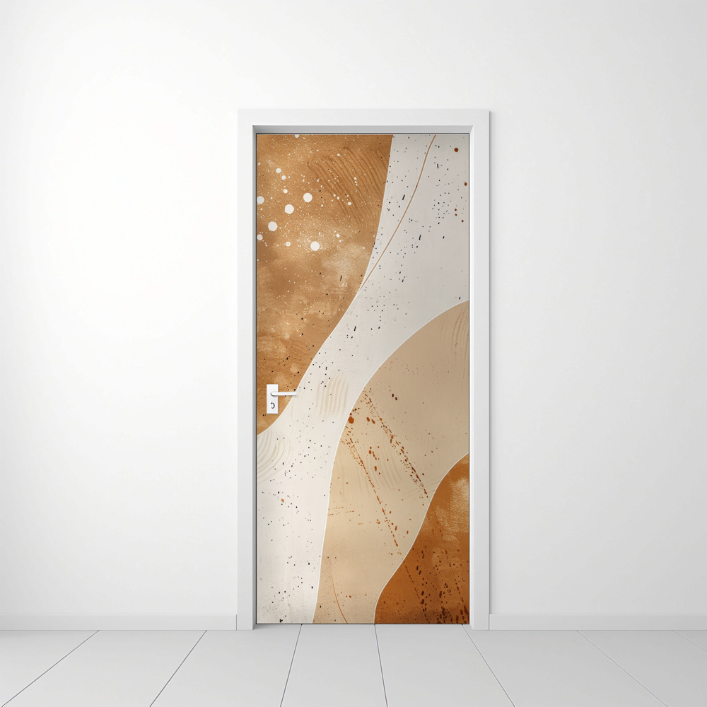 Abstract 3 - Rivestimento Per Porta adesivo in vinile con grafica artistica sfumata nei toni dorati e beige