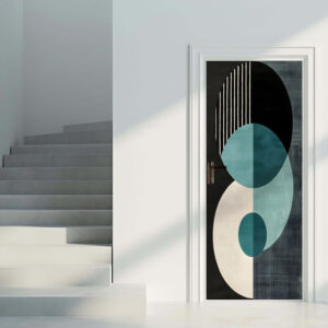 Abstract 7 - Rivestimento Per Porta adesivo in vinile con grafica geometrica nei toni del blu e del nero