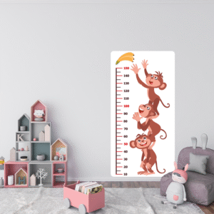 Misura Altezza 2 - Adesivo Per Porta in vinile con simpatiche scimmiette per bambini