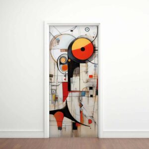 Modern 10 - Rivestimento Per Porta adesivo in vinile con grafica d'arte astratta in stile Bauhaus