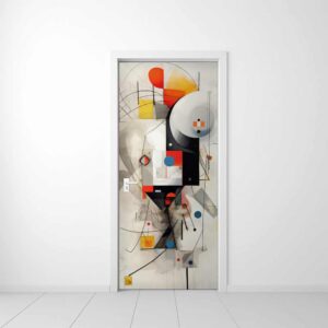 Modern 7 - Rivestimento Per Porta adesivo in vinile con grafica astratta geometrica in stile Kandinsky e Bauhaus