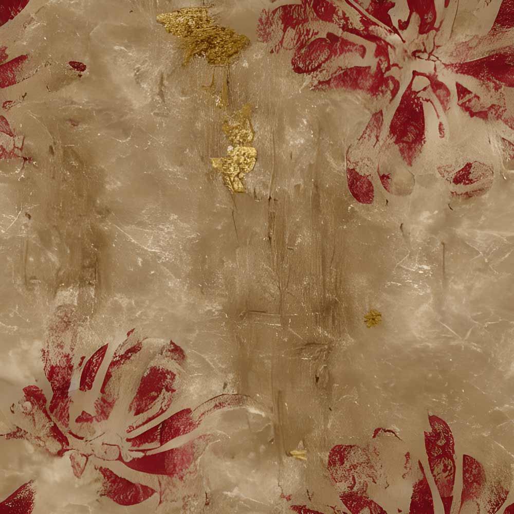 Carta da parati "Luce d’Oro e Fiori Cremisi " - immagine 2