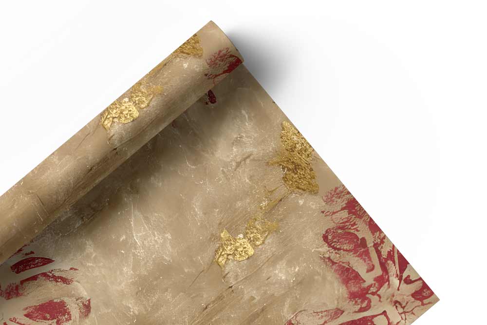 Carta da parati "Luce d’Oro e Fiori Cremisi " - immagine 3