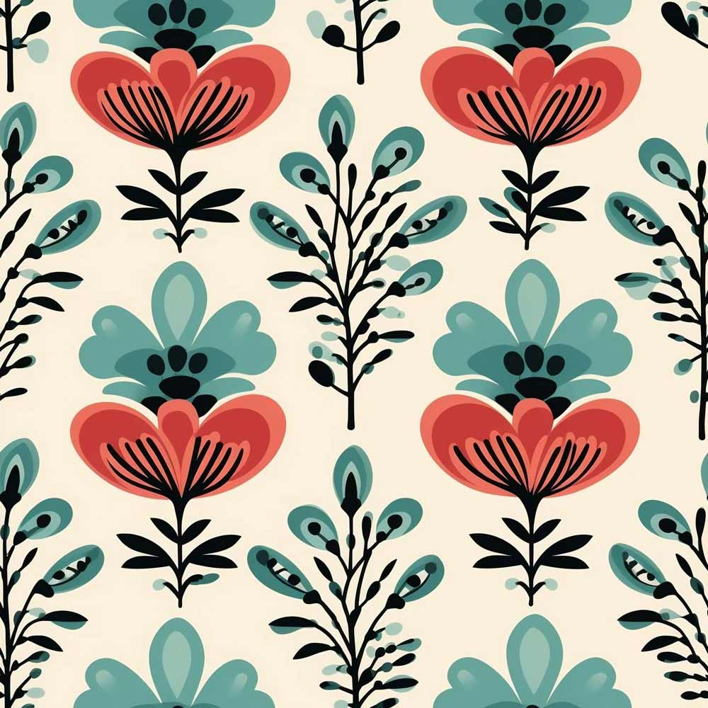 Carta da parati "Fiori Folk" - immagine 2